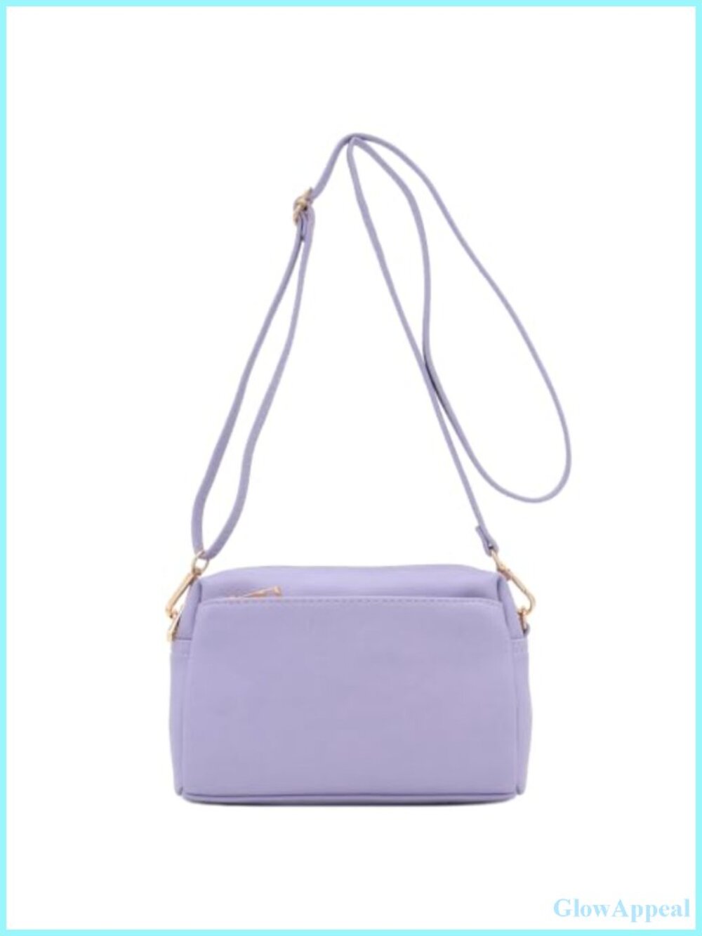Faux Leather Triple Zip Crossbody Bag Adjustable Strap